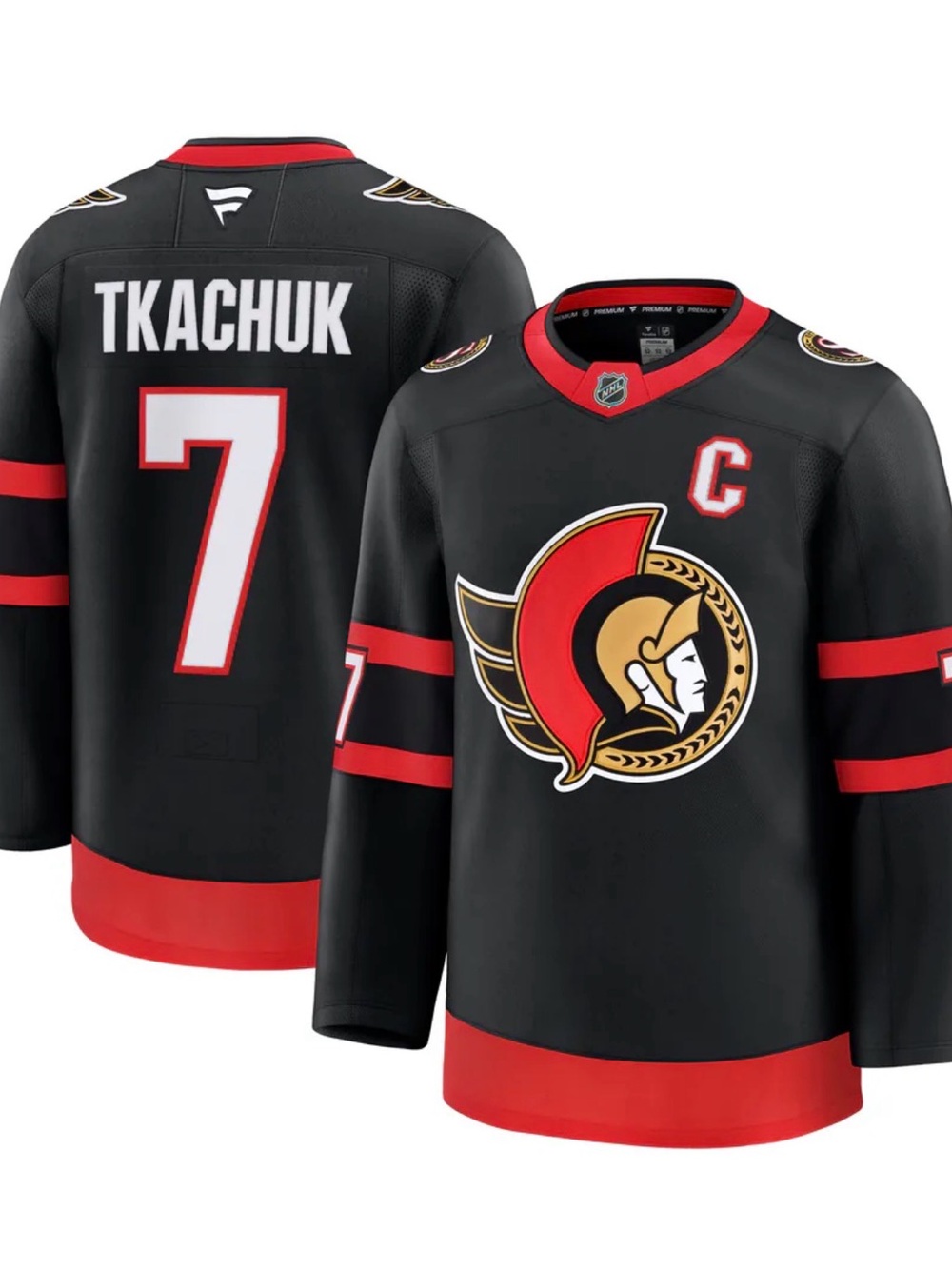 Fanatics Ottawa Senators Black and Red Tkachuk #7 Jersey